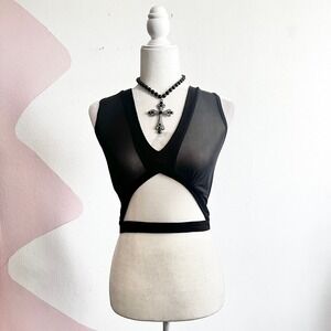 Black Sheer Tank Top Goth Emo Whimsigoth Alternative Grunge Large
